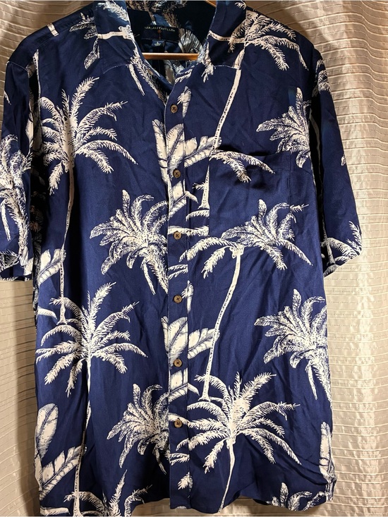 Margaritaville Other - Margaritaville Navy and White Palm-Print Short Sleeve Button-Down Shirt